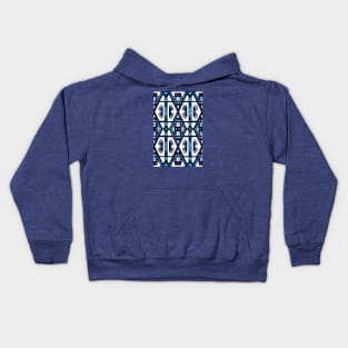 Manjak African Wax Textile "Cachieu" Blue & White Tribal Pattern Kids Hoodie